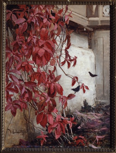 Virginia Creeper (Virginia Creeper). Juli Julievich (Julius) von Kleverin (1850-1924) maalaus öljy kankaalle tekijältä Julius Sergius Klever