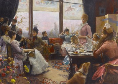 Kello viiden tee, 1883-1884. tekijältä Julius Stewart