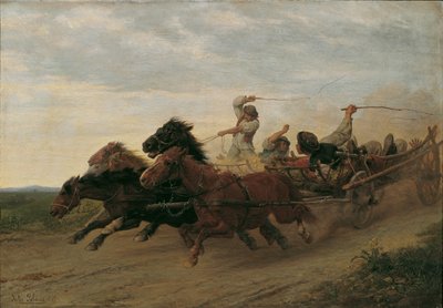 Juopuneiden Slovakian talonpoikien rotu tekijältä Julius von Blaas d. Ä.