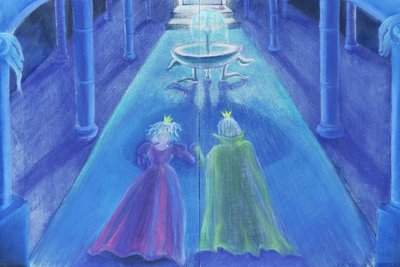 Sammakkoprinssi Happily Ever After (öljypastelli ja väri paperille) tekijältä Jung Sook Nam