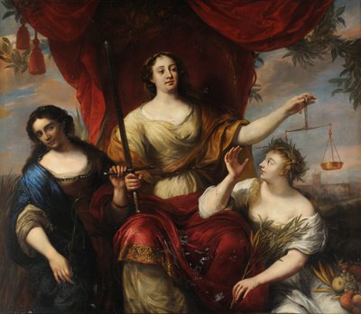 Varovaisuutta, oikeudenmukaisuutta ja rauhaa, kirjoittanut Ovens, Jurgen (1623-1678). Öljy kankaalle tekijältä Jürgen Ovens