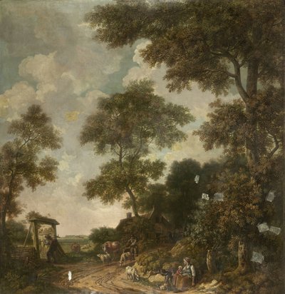 Tapettimaalaus hollantilaisesta maisemasta hiekkatiellä tekijältä Jurriaan Andriessen (attributed to)