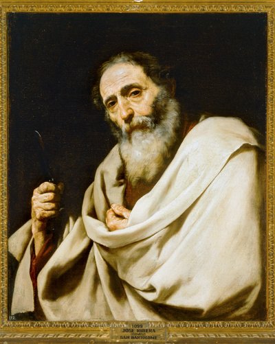 Saint Bartholomew ... (maalaus kankaalle) tekijältä Jusepe de (1591-1652) Ribera