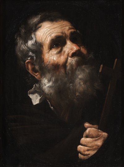 Ristiä pitelevä pyhimys tekijältä Jusepe de Ribera