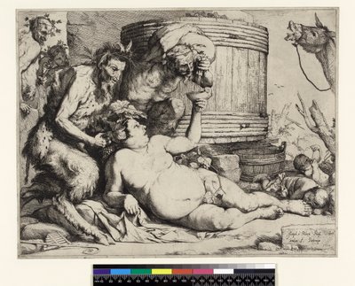 Humalassa Silenus. Silenus viinialtaalla, ennen vuotta 1652 tekijältä Jusepe de Ribera