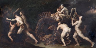 La Carcasse: A Witch Being On Drawd On the Skeleton Of A Monster, ennen n. 1620 (öljy kuparille) tekijältä Jusepe de Ribera