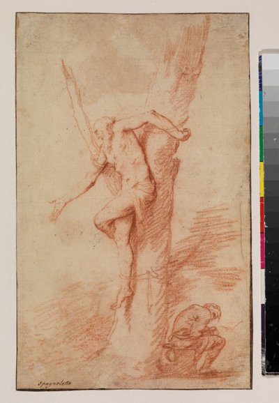 Mies sidottu puuhun ja hahmo lepää, 1630-35 tekijältä Jusepe de Ribera