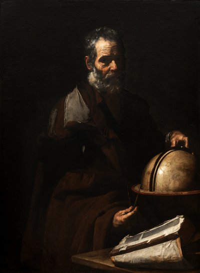 Filosofi ja karttapallo (Anaksagoras?) tekijältä Jusepe de Ribera