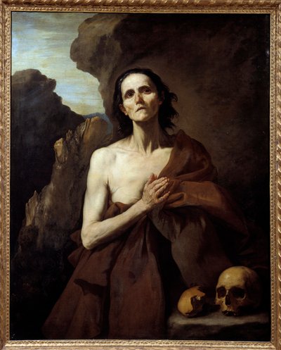 Jose de Ribera dit il Spagnoletton "" espanjalainen"" (1591-1652) muotokuva Pyhästä Mariasta Egyptiläisestä, Penitente aavikkomaalauksesta (Vanita) tekijältä Jusepe de Ribera