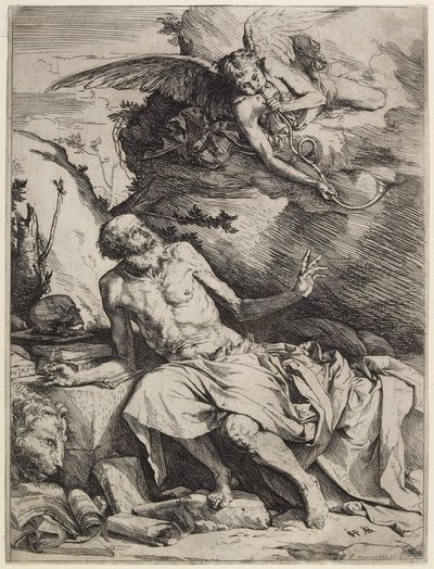 Pyhä Hieronymus kuulee viimeisen tuomion trumpetin, n. 1621 tekijältä Jusepe de Ribera