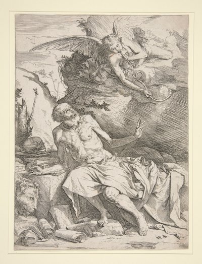 Pyhä Hieronymus enkelin kanssa tekijältä Jusepe de Ribera