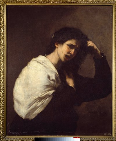 Nainen repimässä hiuksiaan Jose de Riberan maalaus dit il Spagnoletto "" espanjalainen"" (1591-1652) tekijältä Jusepe de Ribera