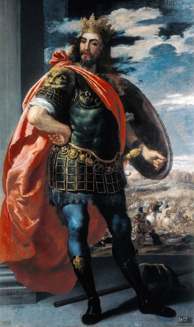 Kuningas Visigoth Alaric II:n (484-507) esitys (öljy kankaalle) tekijältä Jusepe or Jose (c.1605 1656) Leonardo