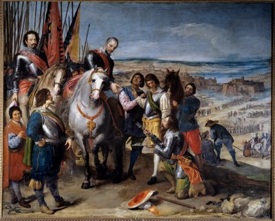 Kolmikymmenvuotinen sota (1618-1648). Hollannin kuvernööri luovutti avaimet Balbasesin markiisille Ambrosio de Spinolalle (1569-1630), joka valloitti Juliersin vuonna 1622. Jusepe Leonardon (1601-1656) maalaus tekijältä Jusepe or Jose (c.1605 1656) Leonardo