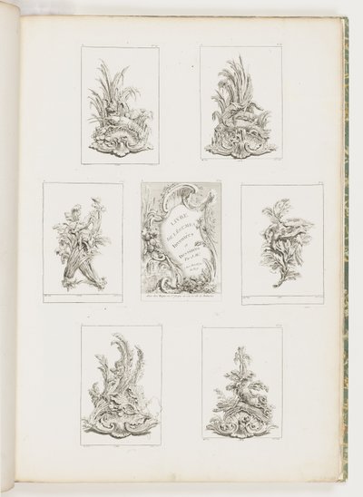 Ornamentin suunnittelu rapu -motiivilla, pl. 14 paikassa Livre des Légumes (Kasviskoriste -sarja) pl. i tekijältä Juste Aurèle Meissonnier