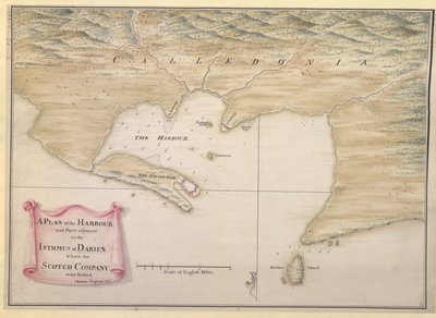 KAAVIO SATAMASTA ja sen viereisistä osista DARIENIN ISTHMUSSA, jonne SCOTCH COMPANY asettui. / I. Watson: Watson: Insinööri: 1743. tekijältä Justly Watson