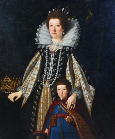 Muotokuva Maria Maddalenasta ja hänen pojastaan Ferdinandosta puolalaisessa puvussa. tekijältä Justus Sustermans