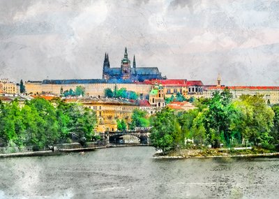 Historiallinen näkymä Prahan joelle tekijältä Justyna Jaszke