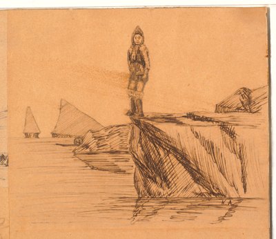 Nainen kalliolla tekijältä Kaarale Andreassen
