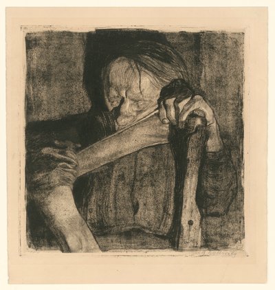 Myllyssä (sivu 3 teoksesta ”Bauernkrieg”, 5. versio) tekijältä Käthe Kollwitz
