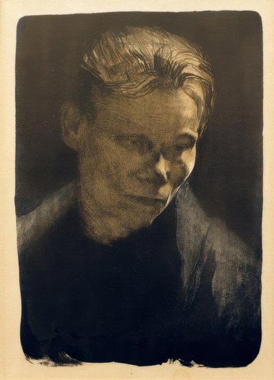 Brustkuva einer Arbeiterfrau mit blauem Tuch tekijältä Käthe Kollwitz