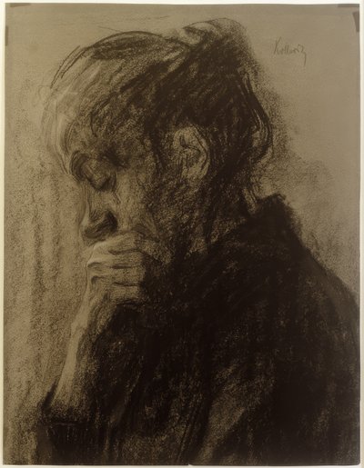 Naisen pää profiilissa tekijältä Käthe Kollwitz