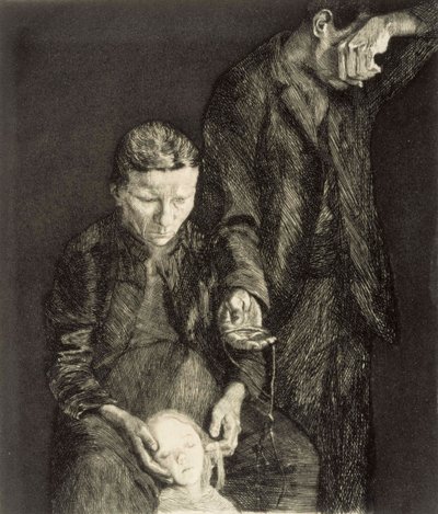 Köyhä perhe, osa teosta "Sorretut" tekijältä Käthe Kollwitz