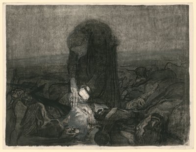 Taistelukenttä (arkki 6 teoksesta ”Bauernkrieg”, 2. versio) tekijältä Käthe Kollwitz