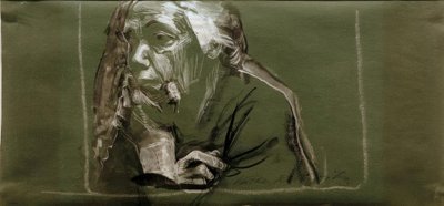Selbstbildnis nach links mit Hand am Kinn tekijältä Käthe Kollwitz