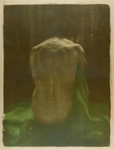 Weiblicher Rückenakt auf grünem Tuch tekijältä Käthe Kollwitz
