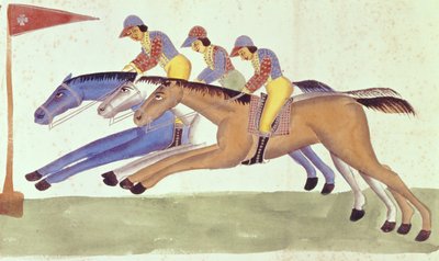 Hevoskilpailut Bengalissa, n. 1830 tekijältä Kalighat School
