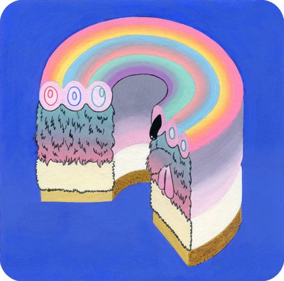 Fuzzcake, 2017 (sekoitettu media paperille) tekijältä Kam Tsz