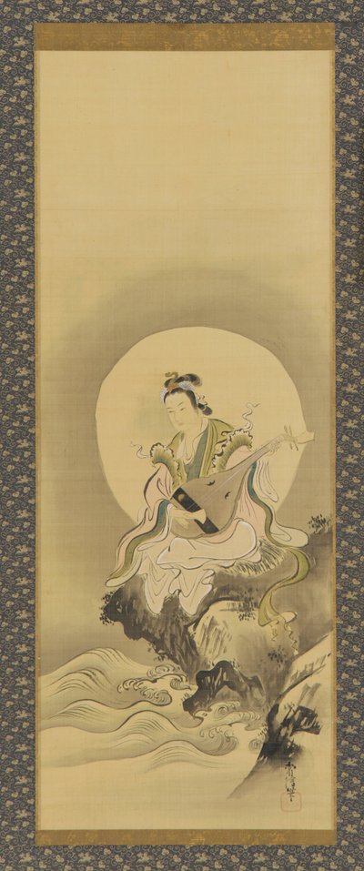 Benten Sarasvati istuu kalliolla, Edo-kausi, 1600-luvun puoliväli - 1700-luvun alku. tekijältä Kanô Yôboku Tsunenobu