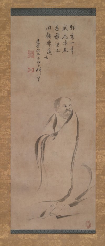 Bodhidharma Yangzi-joen ylittäminen kaislalla, 1500-luvun loppu. tekijältä Kano Soshu