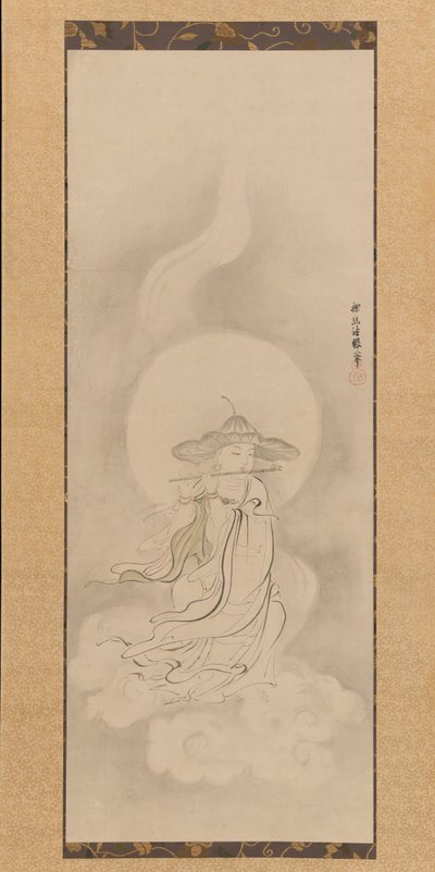 Jizo Bosatsu soittaa huilua, 1600-luvun puoliväli. tekijältä Kanō Tan’yū