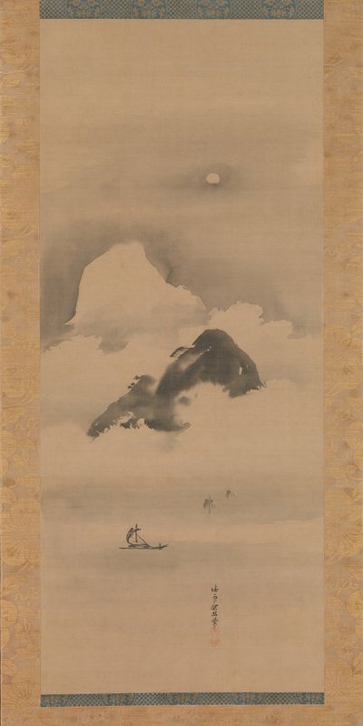 Maisema kuutamossa, vuoden 1662 jälkeen. tekijältä Kanō Tan’yū