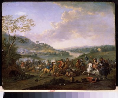 ""Sotilaallinen kahakka"" (Cavalry Skirmish) Ratsuväki taistelee taistelun aikana. Karel Breydelin (1678-1733) maalaus Valtionmuseo Arkhangelskoye Estate, Moskova tekijältä Karel Breydel