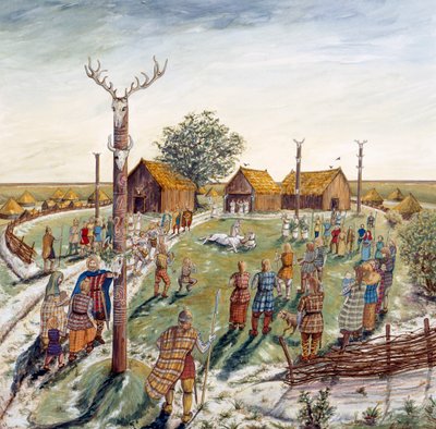 Danebury Hill Fort, 2. vuosisadalla eKr., 1990-2010 tekijältä Karen Guffogg