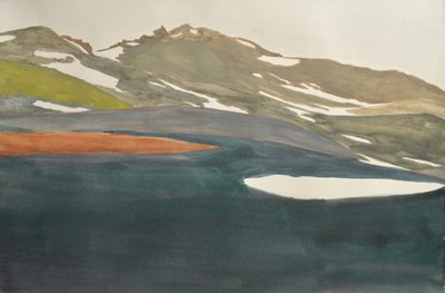 Näkymä lumiselle vuoristojärvelle tekijältä Karin Bos
