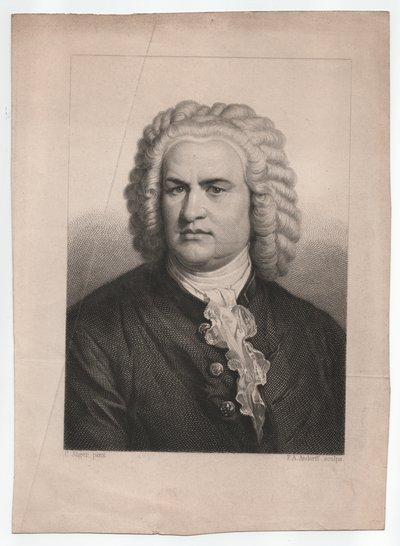 Johann Sebastian Bach (1685-1750) (n. 1850, kaiverrus). tekijältä Karl & Andorff Friedrich August (1819 1875) Jager