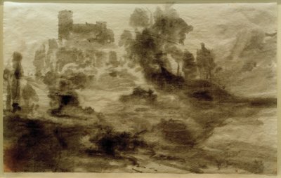 Landschaft mit Burg (oder Kirche) tekijältä Carl Blechen