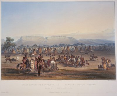 Peikannin intiaanien leiri tekijältä Karl Bodmer