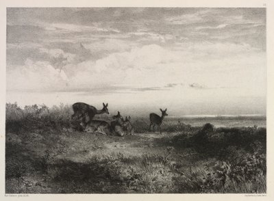 Maisema peuran kanssa tekijältä Karl Bodmer