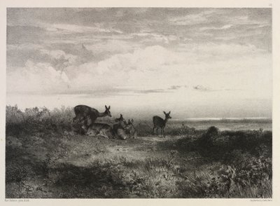 Maisema peuran kanssa, c. 1840. tekijältä Karl Bodmer