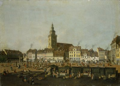 Näkymä Neue Marktille ja Pyhän Marian kirkko, Berliini, n. 1770 tekijältä Karl Friedrich Fechhelm