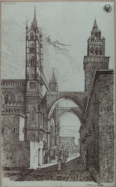 "Näkymä Palermon katedraalikirkosta" tekijältä Karl Friedrich Schinkel