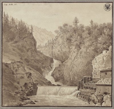Näkymä Lendin lähellä sijaitsevalle vesiputoukselle Salzburgin alueella tekijältä Karl Friedrich Schinkel