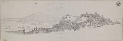 "Näkymä Castro Giovannin kukkulalta Etnalle" / Näkymä Ennaan, Etna taustalla tekijältä Karl Friedrich Schinkel