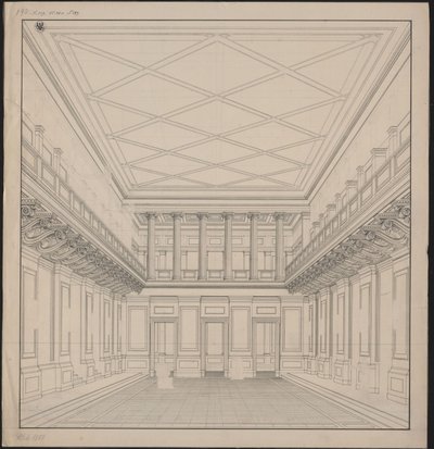 Berliini. Gendarmenmarktin teatteri, konserttisali. Näkymä tekijältä Karl Friedrich Schinkel