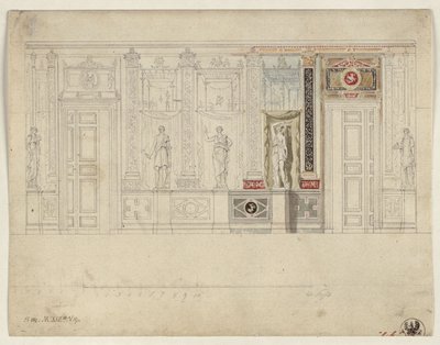Berliini, Wilhelmstraße 102. Preussin prinssi Albrechtin palatsi, soikean ruokasalin suunnitelma tekijältä Karl Friedrich Schinkel
